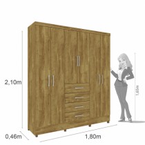 Roupeiro Arizona - 6 Portas c/Espelho e Pés - DV9 Ecommerce