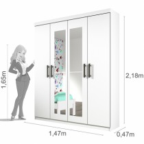 Roupeiro Olimpo - 4 Portas c/Espelho - DV9 Ecommerce