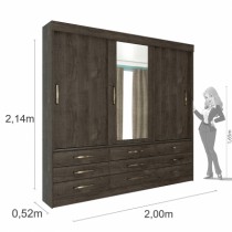 Roupeiro Chicago - 3 Portas c/Espelho e Pés - DV9 Ecommerce