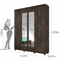 Roupeiro Olimpo - 4 Portas c/Espelho e Pés - DV9 Ecommerce